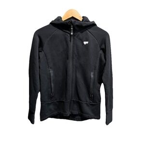 Mons Royale Merino Blend Black Full Zip Women's Hoodie Sweater Size S
